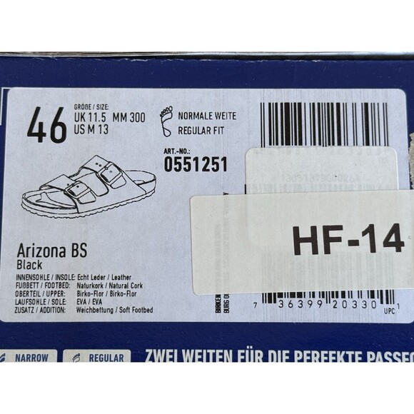 Men’s Size 13 Birkenstock Arizona Soft Footbed Black 0551251 NIB